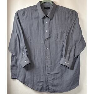 KS Signature Mens Casual Long Sleeve Houndstooth Shirt 20 (35/6) Navy Blue